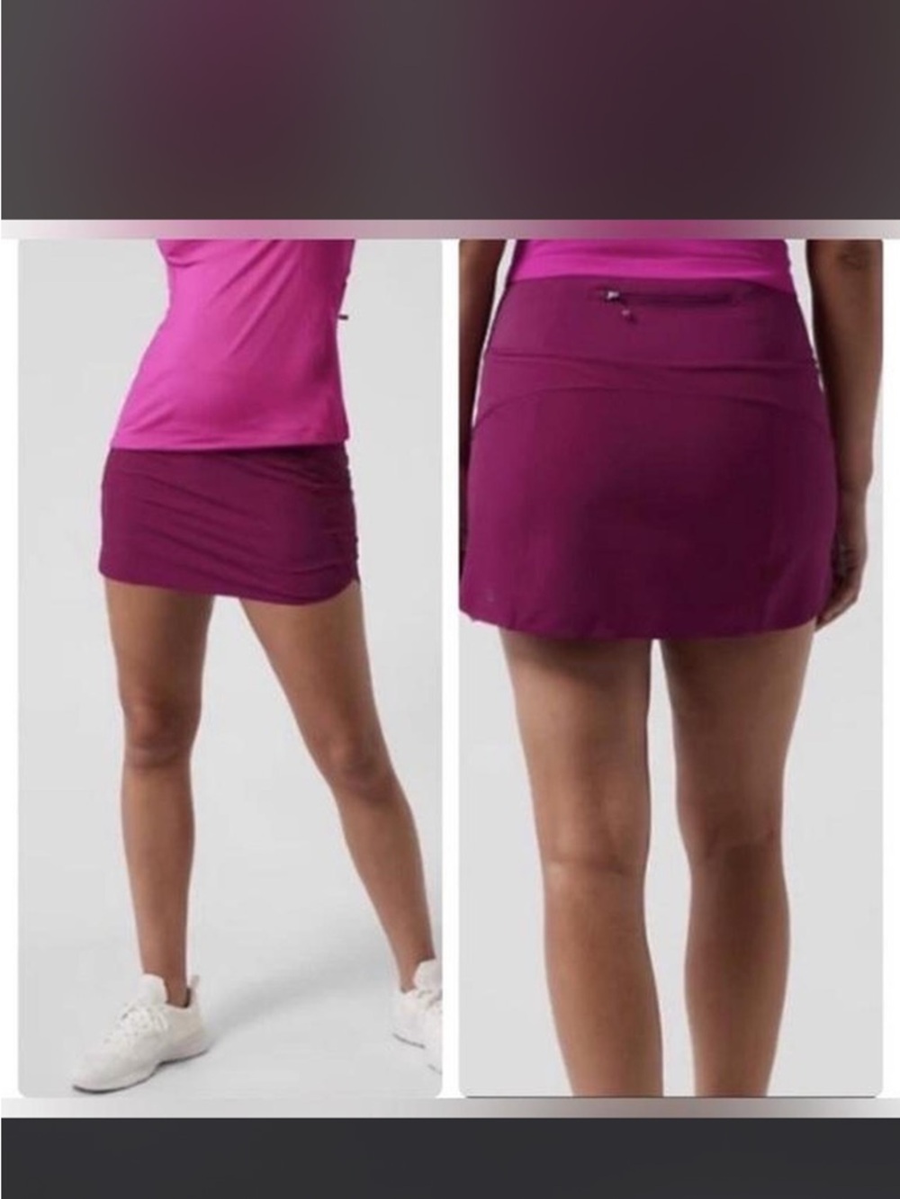 💕ATHLETA RUN WITH IT SKIRT/SKORT-EXOTIC FUSHIA 16”-S-POCKETS💕